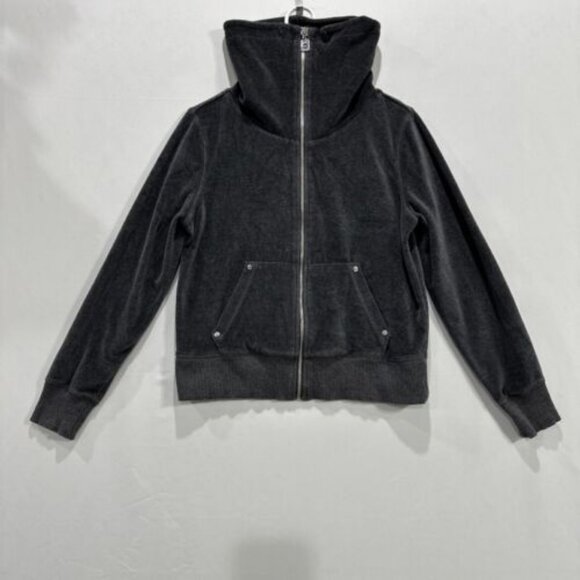 MICHAEL KORS Sweatshirt Womens Med. Velour Track Jacket Full Zip High Neck Gray - Picture 1 of 7